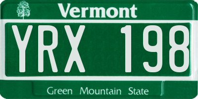 VT license plate YRX198