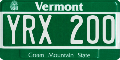 VT license plate YRX200
