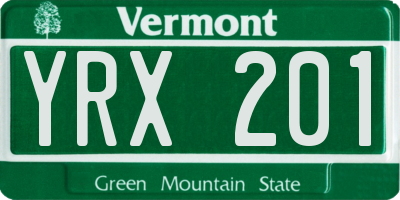 VT license plate YRX201