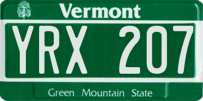 VT license plate YRX207