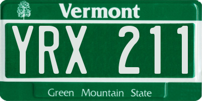 VT license plate YRX211