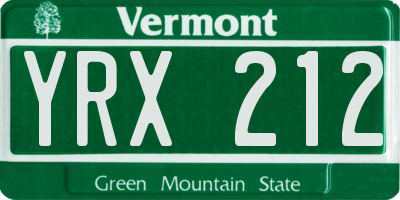 VT license plate YRX212