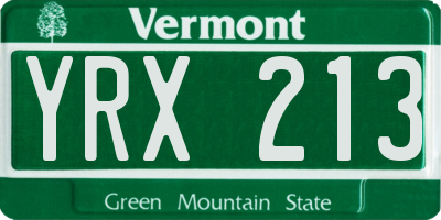 VT license plate YRX213
