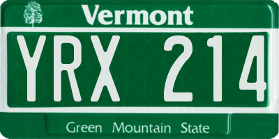 VT license plate YRX214