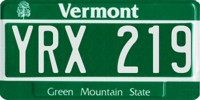 VT license plate YRX219