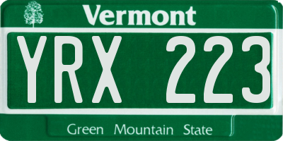 VT license plate YRX223