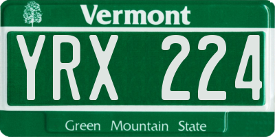 VT license plate YRX224