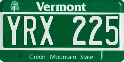VT license plate YRX225