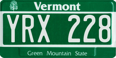 VT license plate YRX228