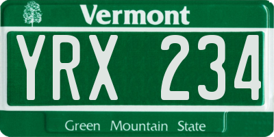 VT license plate YRX234