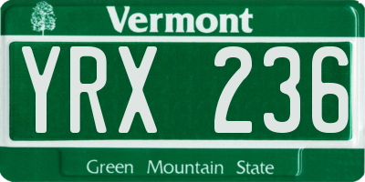 VT license plate YRX236