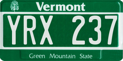 VT license plate YRX237