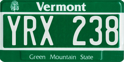 VT license plate YRX238