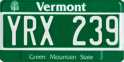 VT license plate YRX239