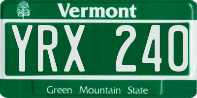 VT license plate YRX240