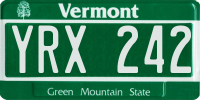 VT license plate YRX242