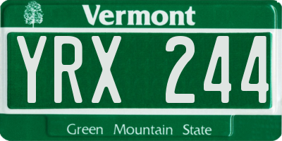 VT license plate YRX244