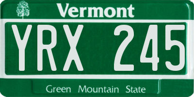 VT license plate YRX245