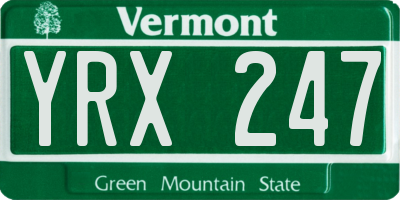 VT license plate YRX247