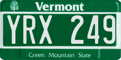 VT license plate YRX249