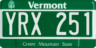 VT license plate YRX251