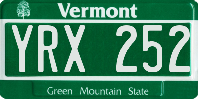 VT license plate YRX252