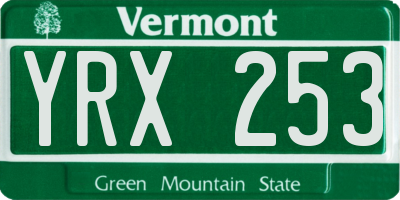 VT license plate YRX253
