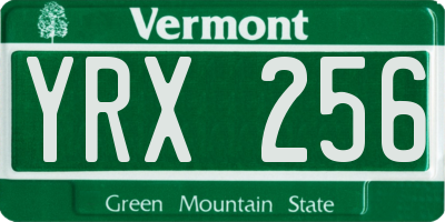 VT license plate YRX256