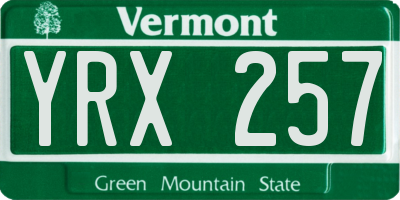 VT license plate YRX257