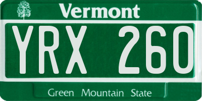 VT license plate YRX260