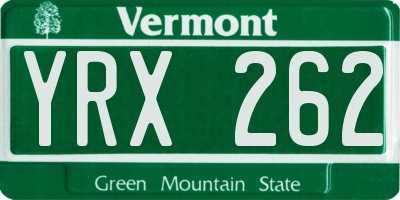 VT license plate YRX262