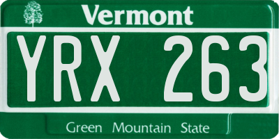 VT license plate YRX263