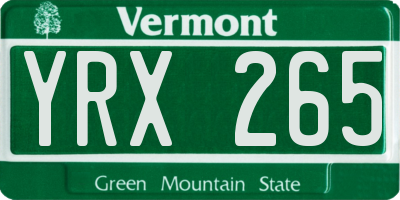 VT license plate YRX265