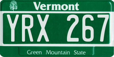 VT license plate YRX267