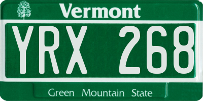 VT license plate YRX268