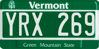 VT license plate YRX269
