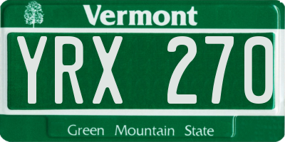 VT license plate YRX270