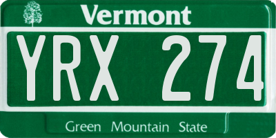 VT license plate YRX274