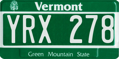 VT license plate YRX278