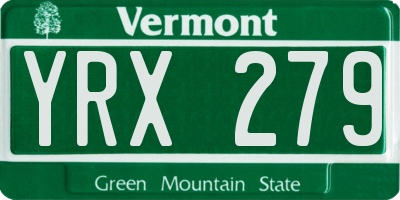 VT license plate YRX279