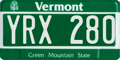 VT license plate YRX280