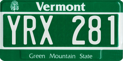 VT license plate YRX281