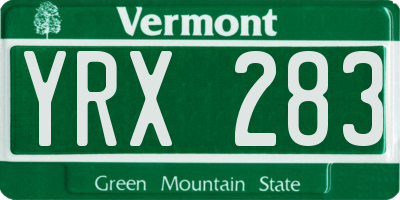 VT license plate YRX283