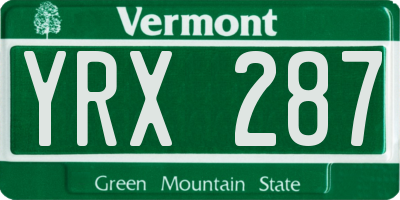 VT license plate YRX287
