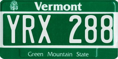 VT license plate YRX288