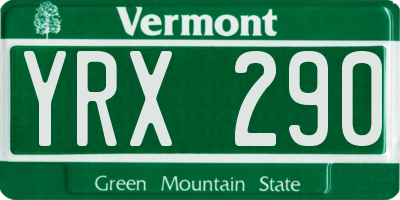VT license plate YRX290