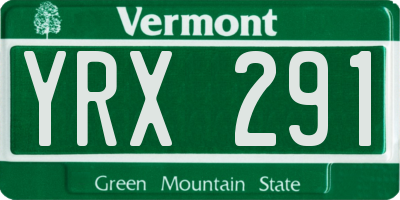 VT license plate YRX291