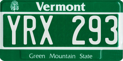 VT license plate YRX293