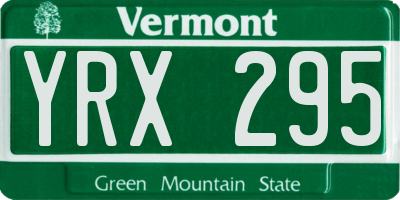 VT license plate YRX295