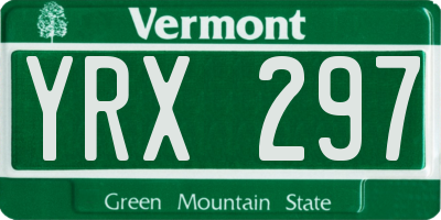 VT license plate YRX297